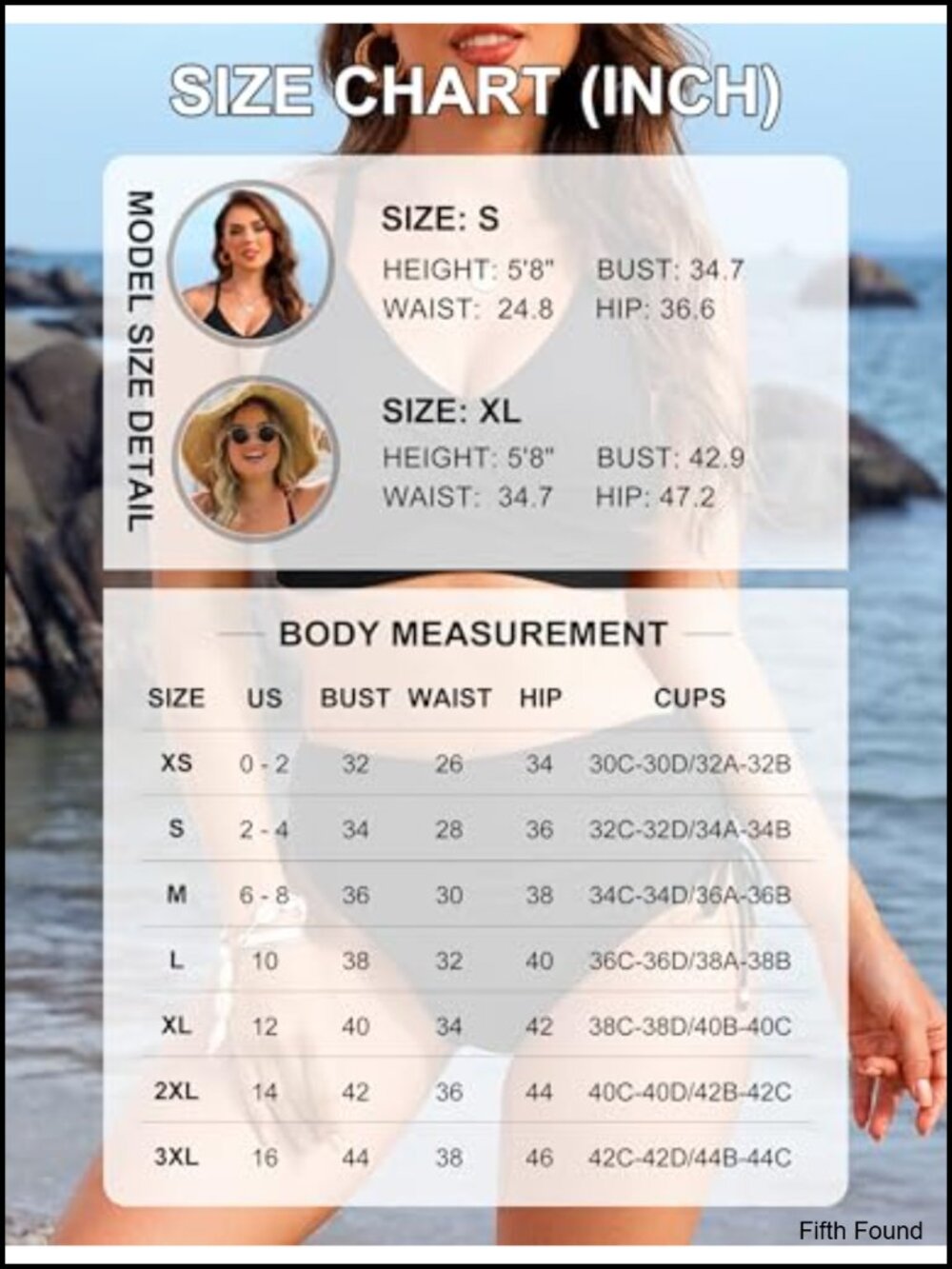 Women's High Waisted Bikini Set Tummy Control Swimwear V Neck - Picture 5 of 6